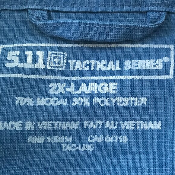 5.11 Tactical Shirt Men 2XL Blue Button Snap Up Pocket Short Sleeve Collared - Picture 3 of 11